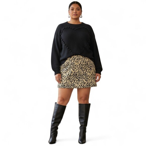 SONCY Tiger Animal Print Mini Skirt, NEW WITH TAGS! 1X, 2X, 3X - Picture 1 of 9